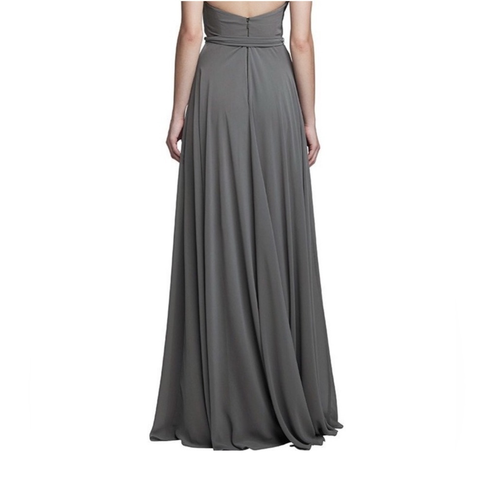 Nouvelle Amsale Daryn Blush Cowl Neck Halter Chiffon Event Dress Wedding Sz 2 - Picture 10 of 11